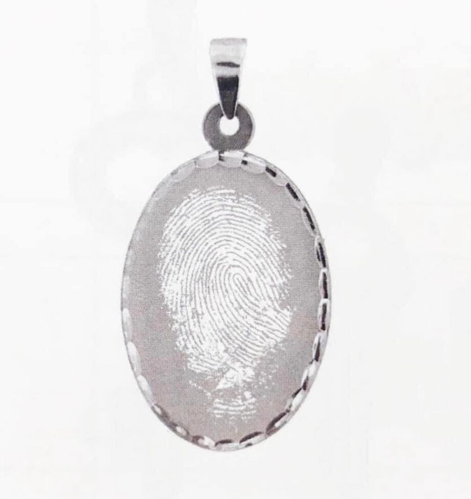 Oval pendant with fingerprint and any wording